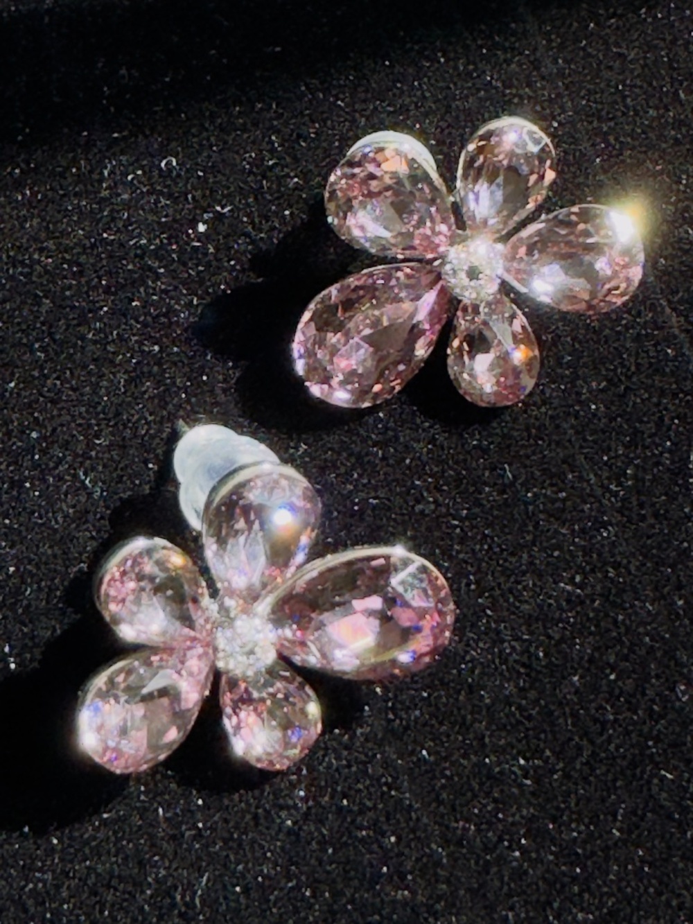 Plum Champagne Floral Crystal Stud Earrings